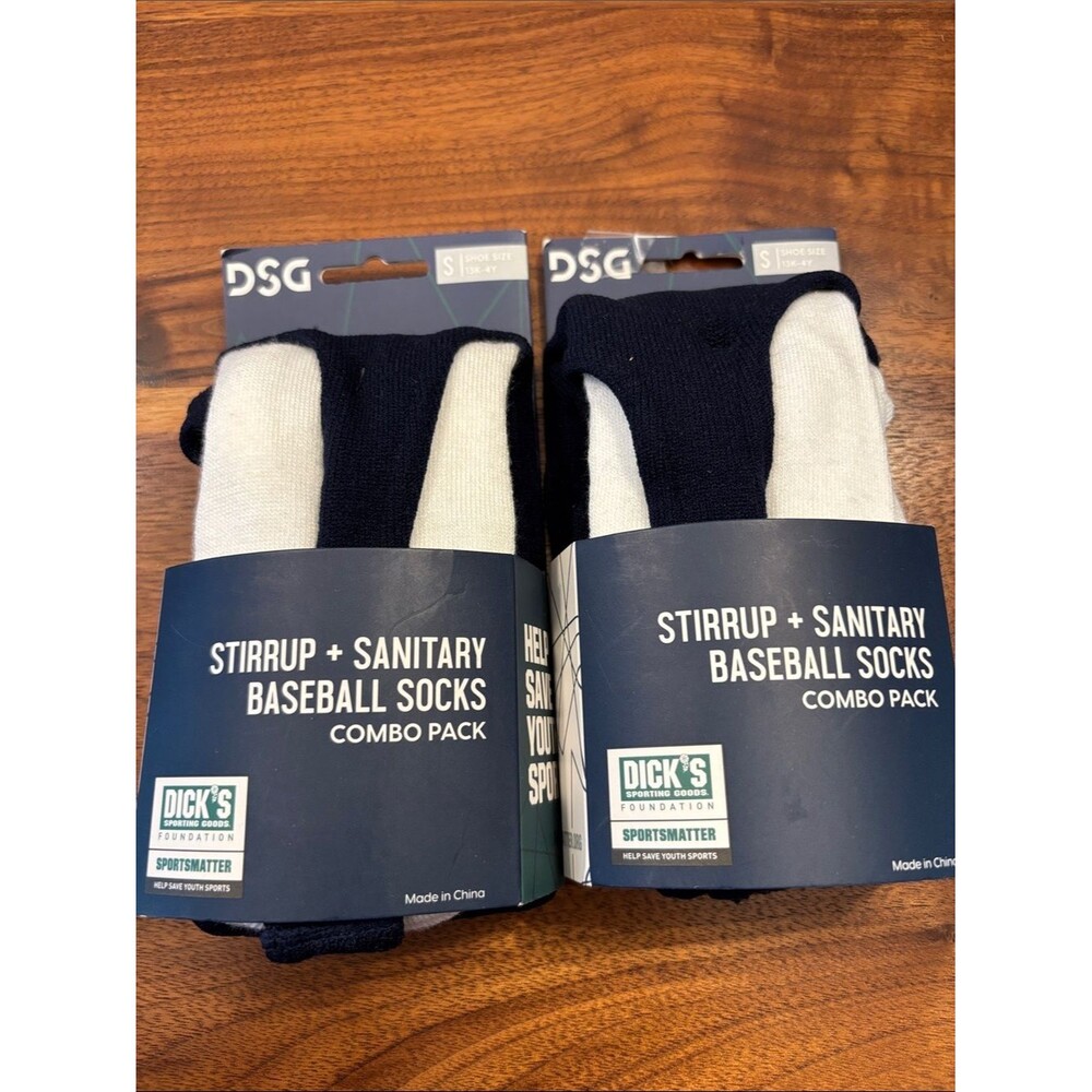 Dick’s Sporting Good Set of 2 Stirrup + Baseball Socks Combo Packs Size Small